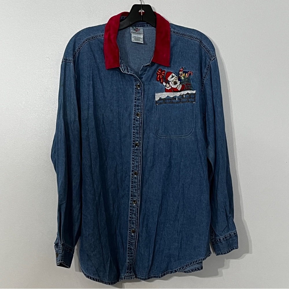 Nutcracker Denim Christmas Appliqué Shirt